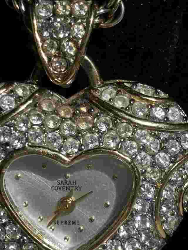 Ladies SARAH COVENTRY Supreme Gold Tone Crystal Accent Heart Shape Pendant Watch