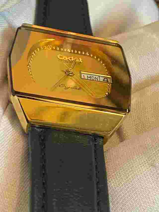 Vintage Cadet Crystal 2137 Automatic 17 jewels Day-Date Gold Dial