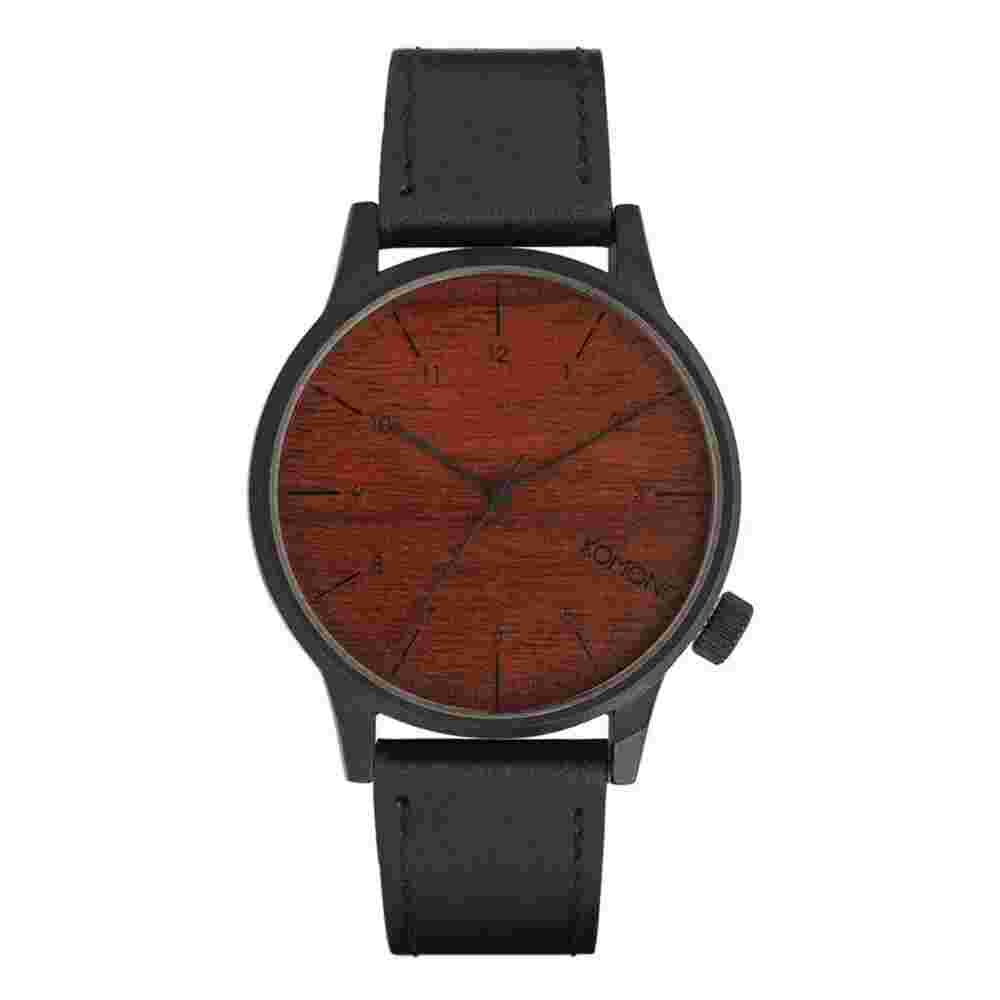 Komono Red Dial And Black Leather Strap Unisex Watch KOM-W2020