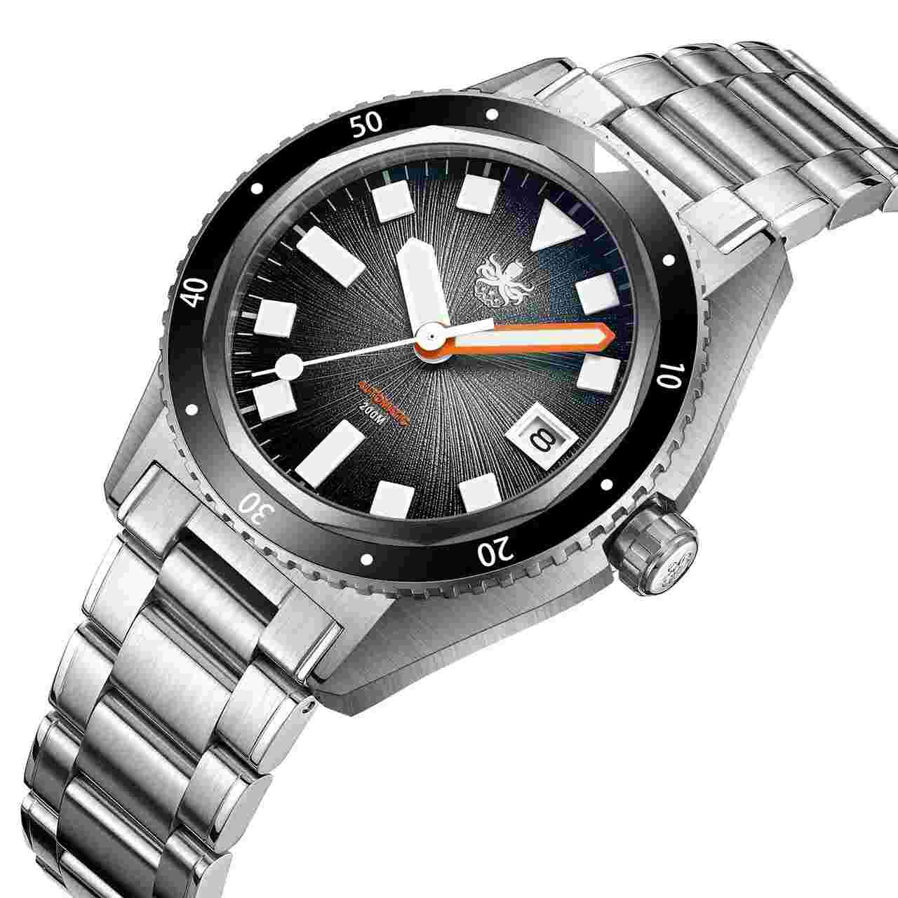 Phoibos Argo 200M Automatic Diver Watch Spiral - Spiral Sunray Gray