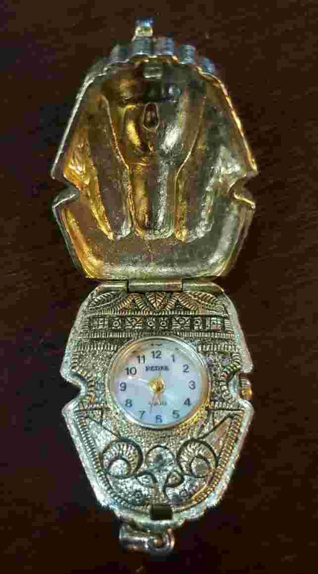 Pedre King Tut Gold Tone Pendant Watch ~RARE~
