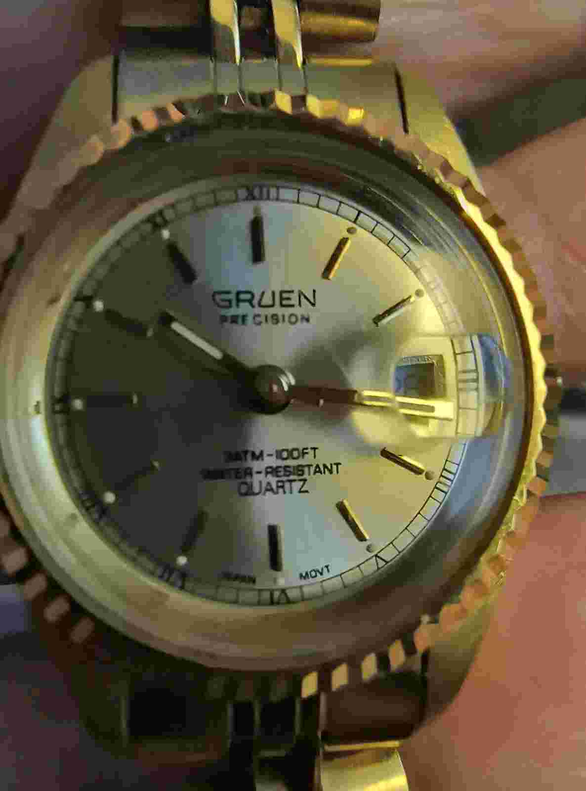 VINTAGE GRUEN PRECISION WATCH FLUTED BEZEL JUBILEE BAND LADIES . excellent Cond.