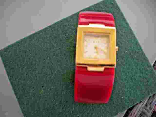 Red Kenneth J Lane watch resin clip on new batteries