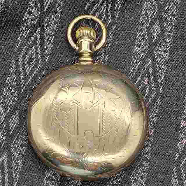 B&B Favorite 18 size pocket watch gold filled tip up case