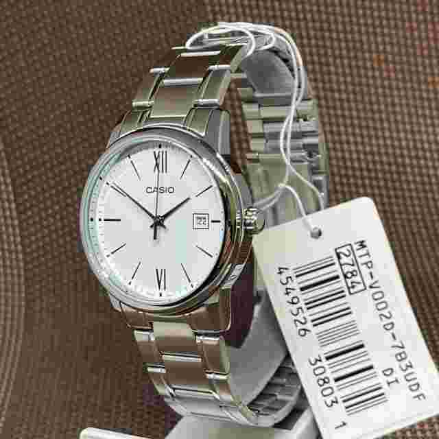 Casio MTP-V002D-7B3 Men's Analogue Stainless Steel Date Roman White Dial Watch