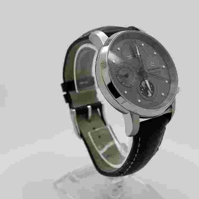 Eterna Tangaroa Moonphase Chronograph-42mm, Automatic, Grey Dial, Black Leather