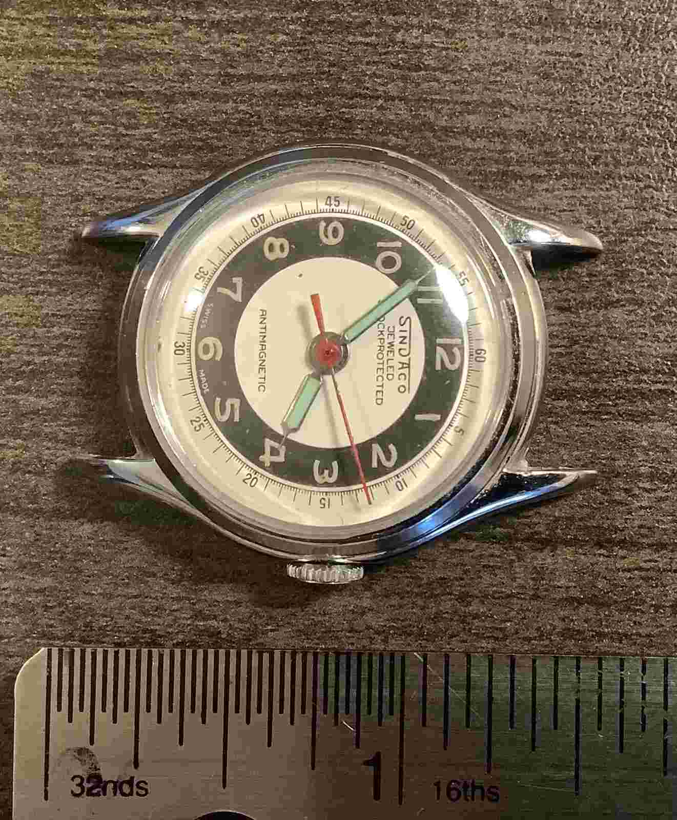 Men's Vintage Sindaco Swiss Mechanical Anti Magnetic Chrome Watch Two Tone Dial