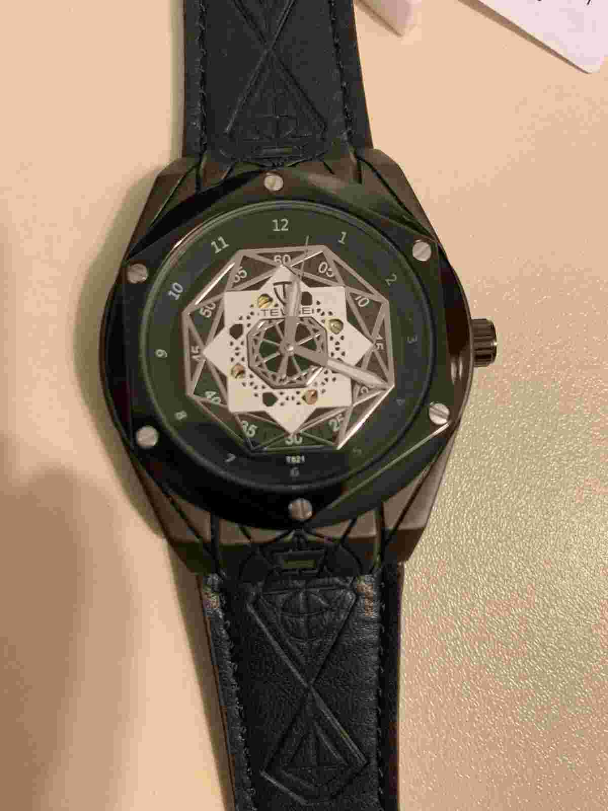 Luxury Geometric Automatic Men's Waterproof Skeleton Watch Reinforced Glass
