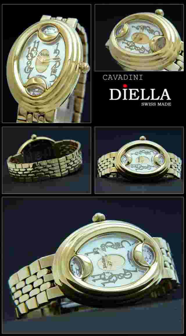 Luxury Cavadini Women Watch Gold Plated Design Piece O.Vaganza Swiss Made