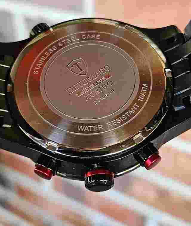 DETOMASO DT1061 Chronograph Black Red Mens Watch 45mm