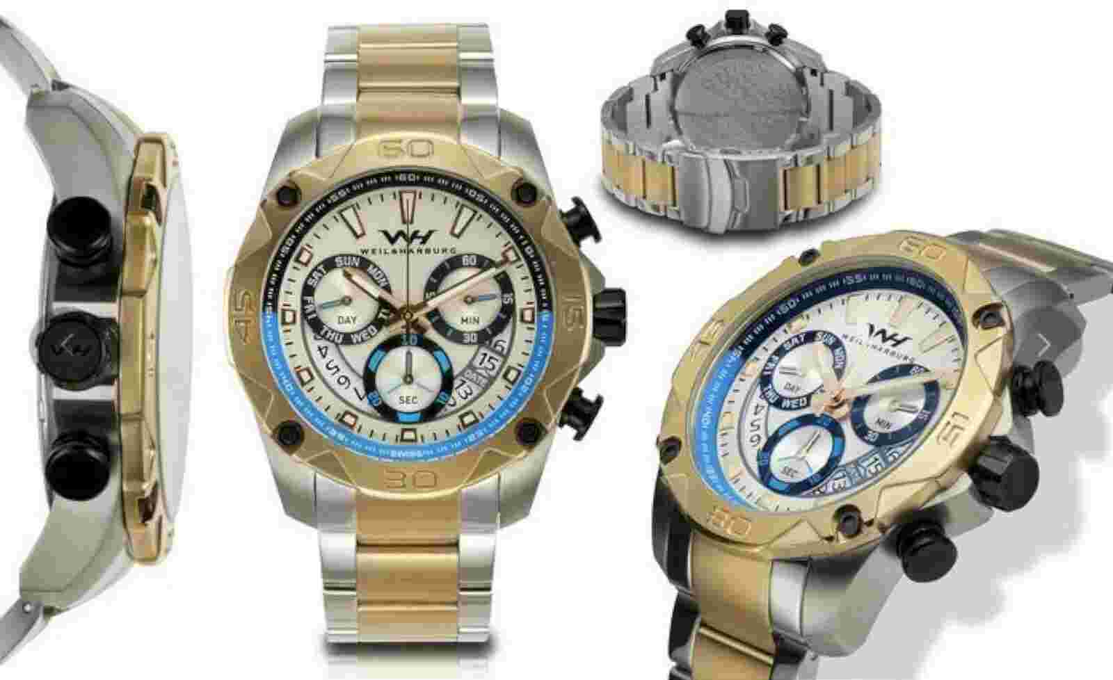 Weil & Harburg 14099 Men's Drayton Silver Dial Gold Bezel Two Tone Watch Hot