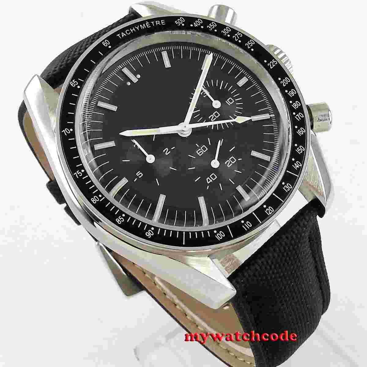 40mm bliger black sterile dial bow glass week indicator automatic mens watch 214