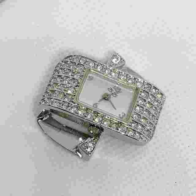 Suzanne Somerset women silver tone crystals watch white dial size 6.5” running