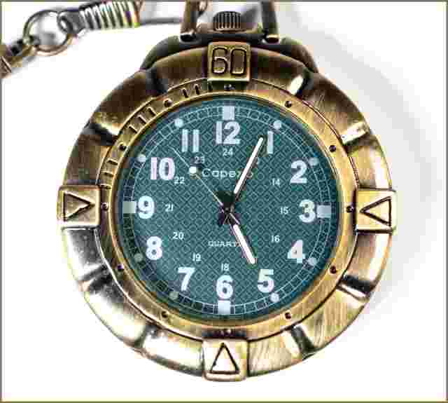 Capezio Quartz Pocket Watch w/Chain - Works Perfectly - Model #203 - Japan Movt.