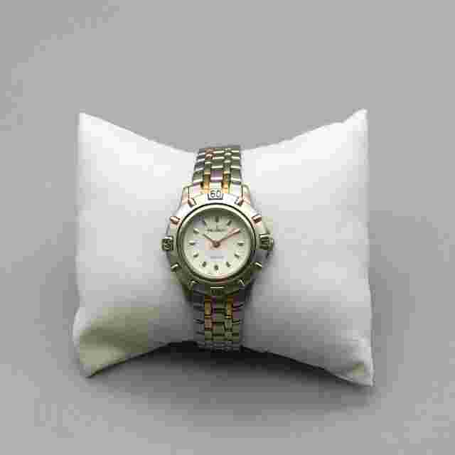 Vintage Peugeot Watch Women 28mm Silver Gold Two Tone New Battery 6.25"