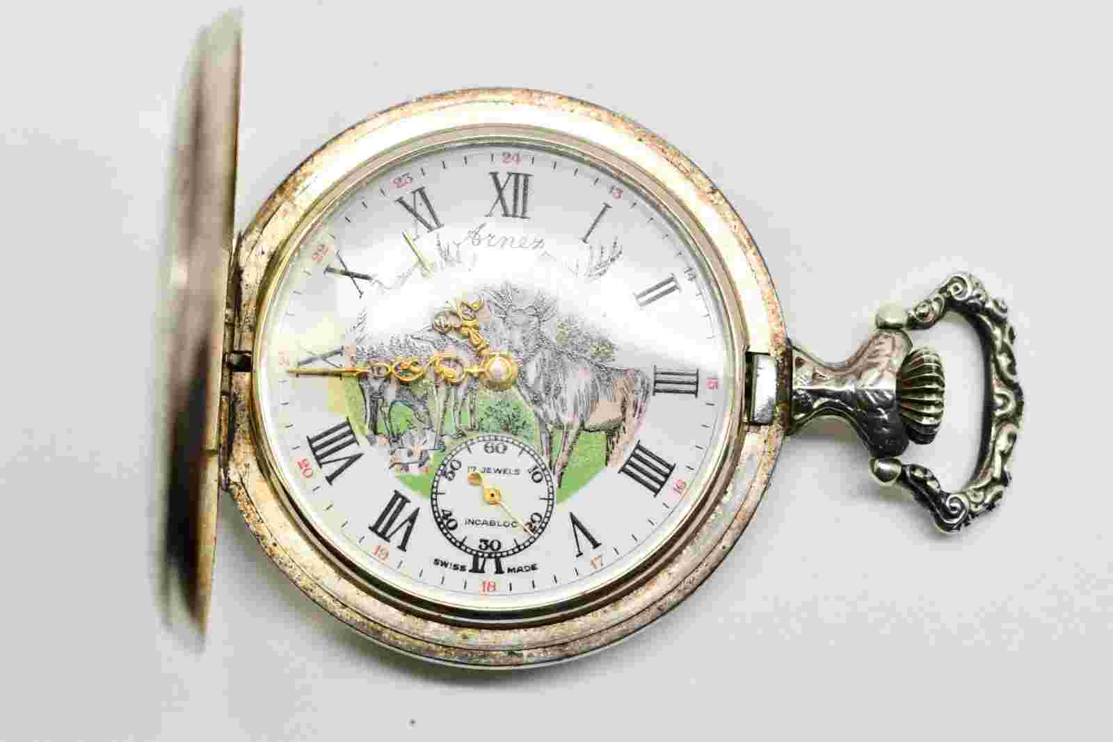 1960's Arnex 17 Jewel Swiss Pocket Watch w Fancy Dial#WATCH238
