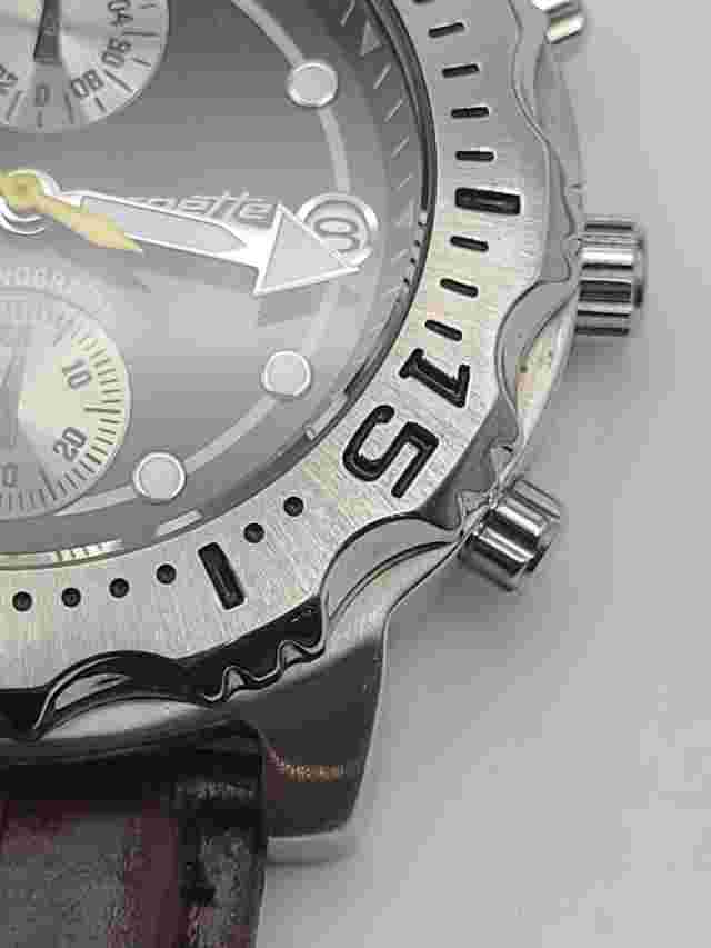 Men’s Arnette Chronograph Watch Stainless Steel Brown Leather Band New Battery