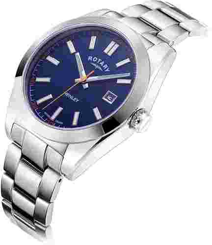 Rotary Men's Henley Watch With Silver Strap and Blue Dial Gb05180/05