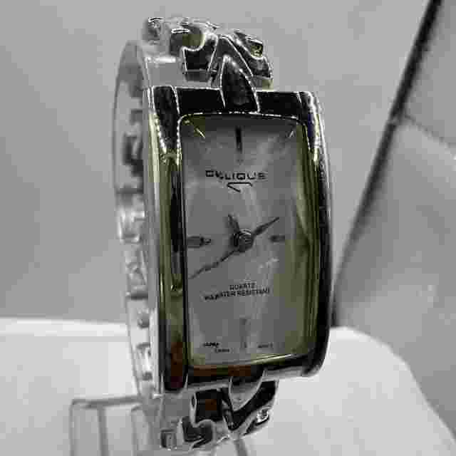 Women’s Clique Quartz Silver Tone Watch Raised Design Glass