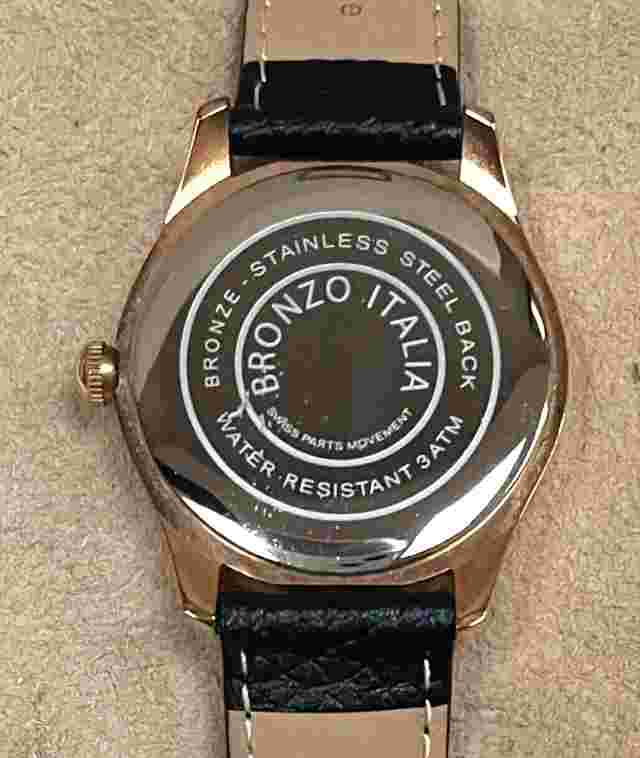 NEW Bronzo Italia Black Spinel Dial Bronze Rose Gold Watch Leather Band