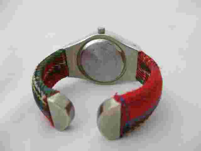Bay Studio Christmas Tree Women's Analog Watch Red Cuff Band Quartz