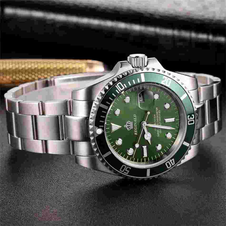 REGINALD 40MM Quartz Men's Watch Diver Rotatable Bezel Stainless Waterproof NEW