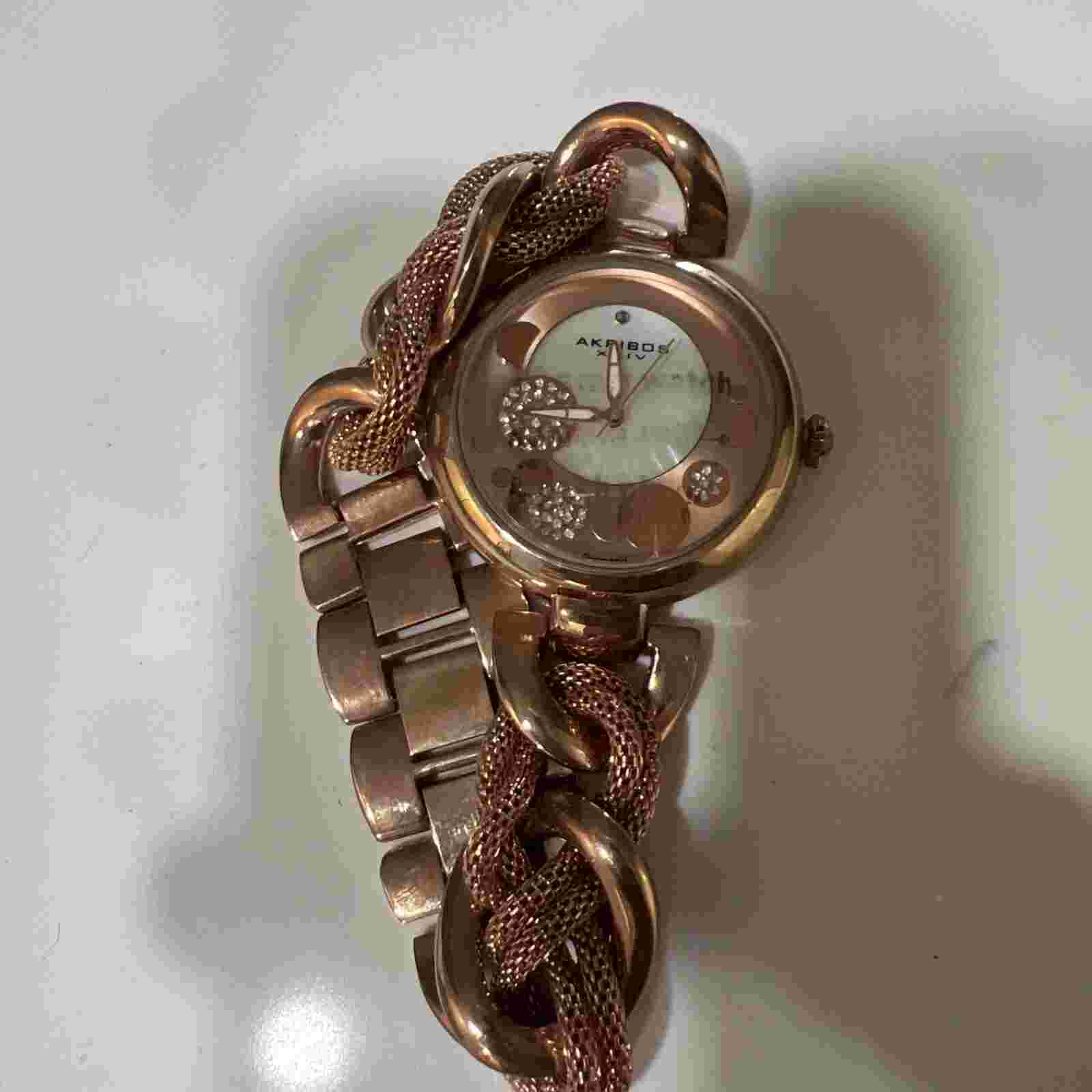 Akribos XXIV Women’s Quartz Diamond Crystal Bracelet Watch