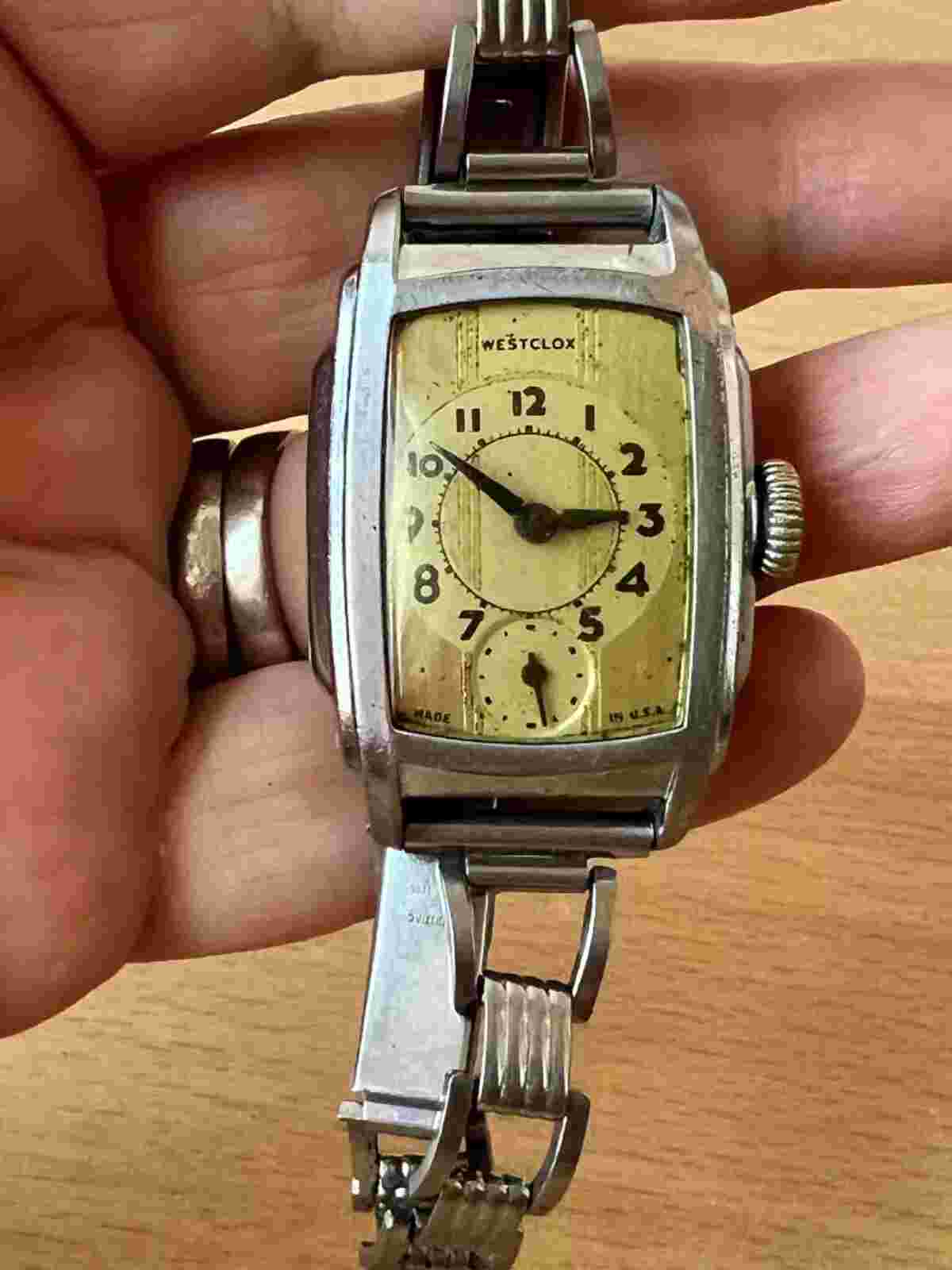 WESTCLOX 1936 Mens Original Classic WRIST BEN Silver Tank Watch made USA AS IS