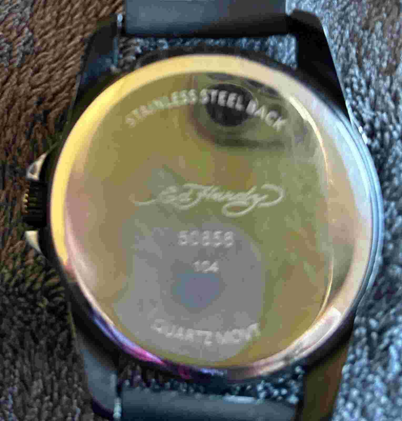 Ed Hardy Men's Matte Black Silicone Strap Watch NWT In Working Order New Battery