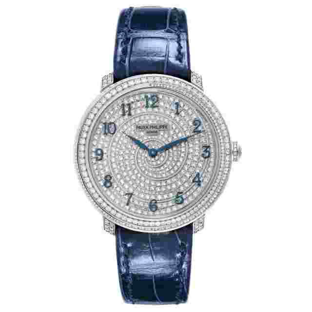 Patek Philippe Calatrava White Gold Blue Dial Diamond Ladies Watch 4978