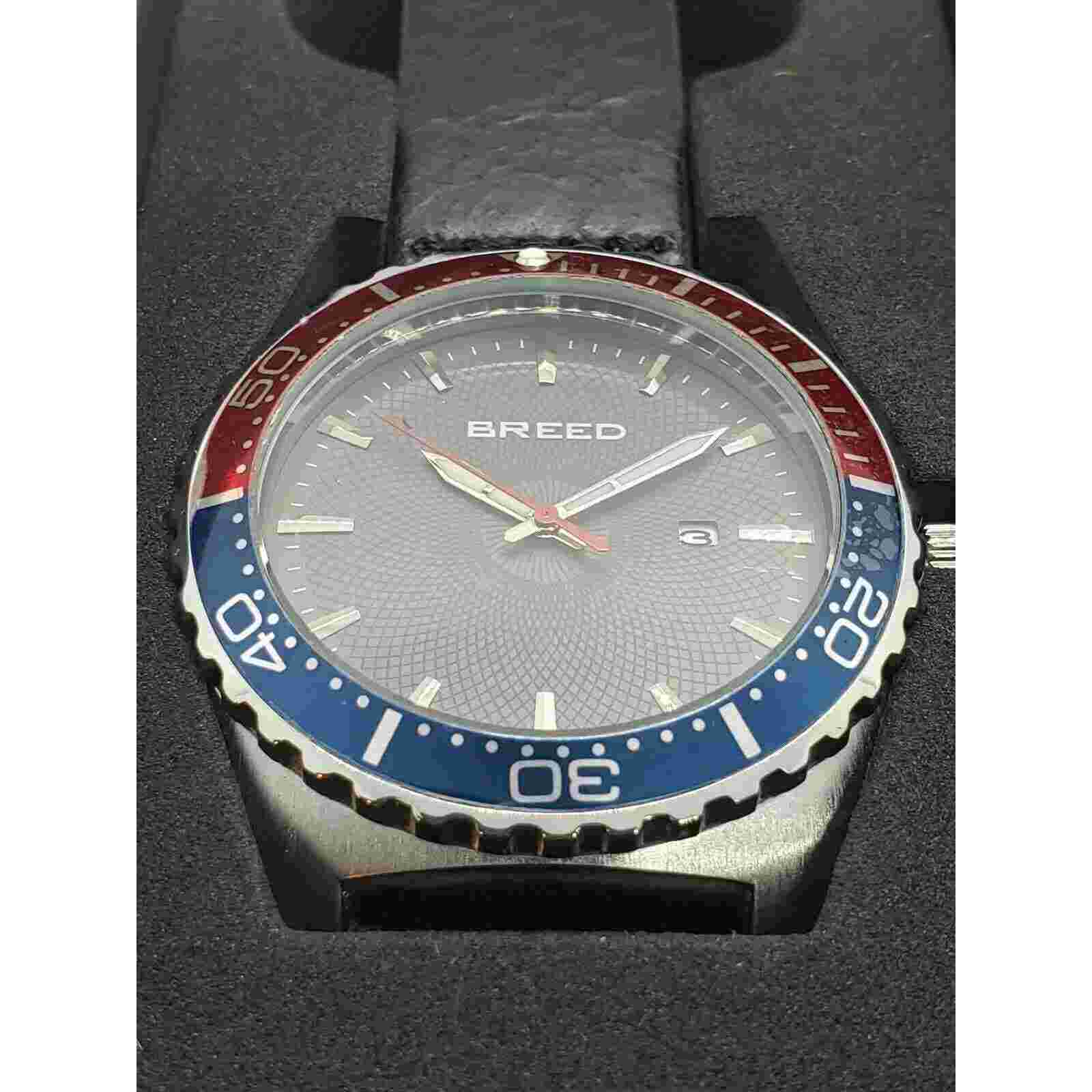 Breed Ranger Pepsi Blue Red Bezel 45 mm BRD8003 w/ Black Leather Strap Watch