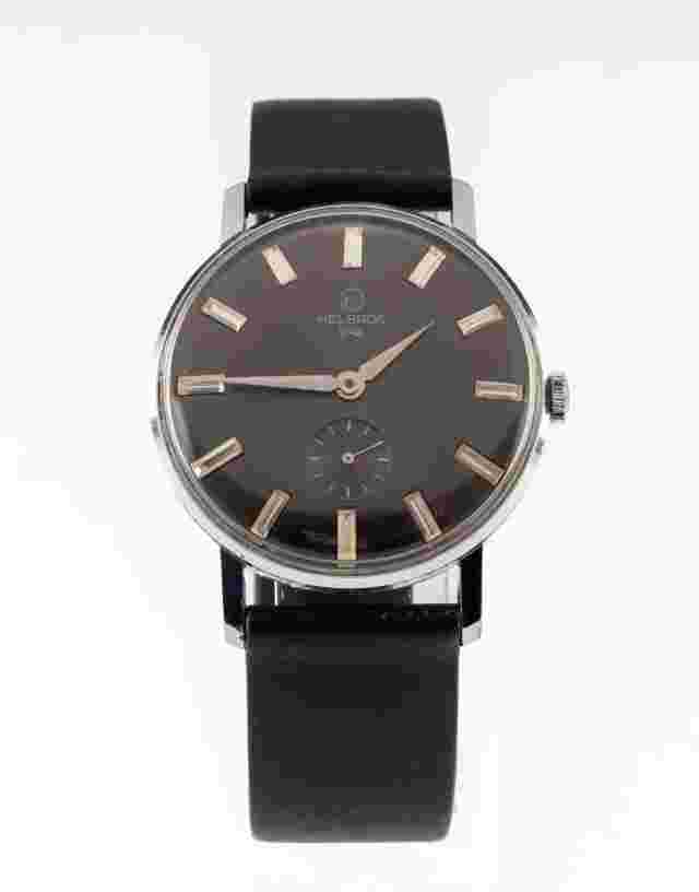 Helbros Men's Stainless Steel Hand-Winding Watch w/ Leather Band
