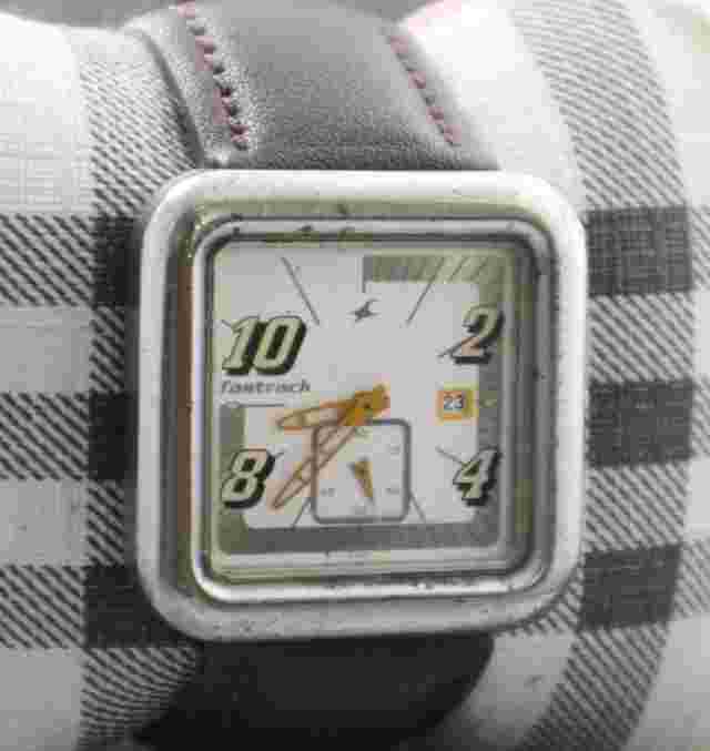 Casual Fastrack Men Sub-Second White Dial with Date Square Case Quartz Watch