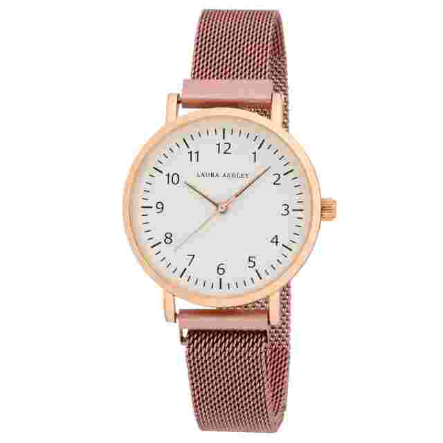 Laura Ashley Women's 34mm Clear Reader Magnet Closure Mesh Strap (LA2084)
