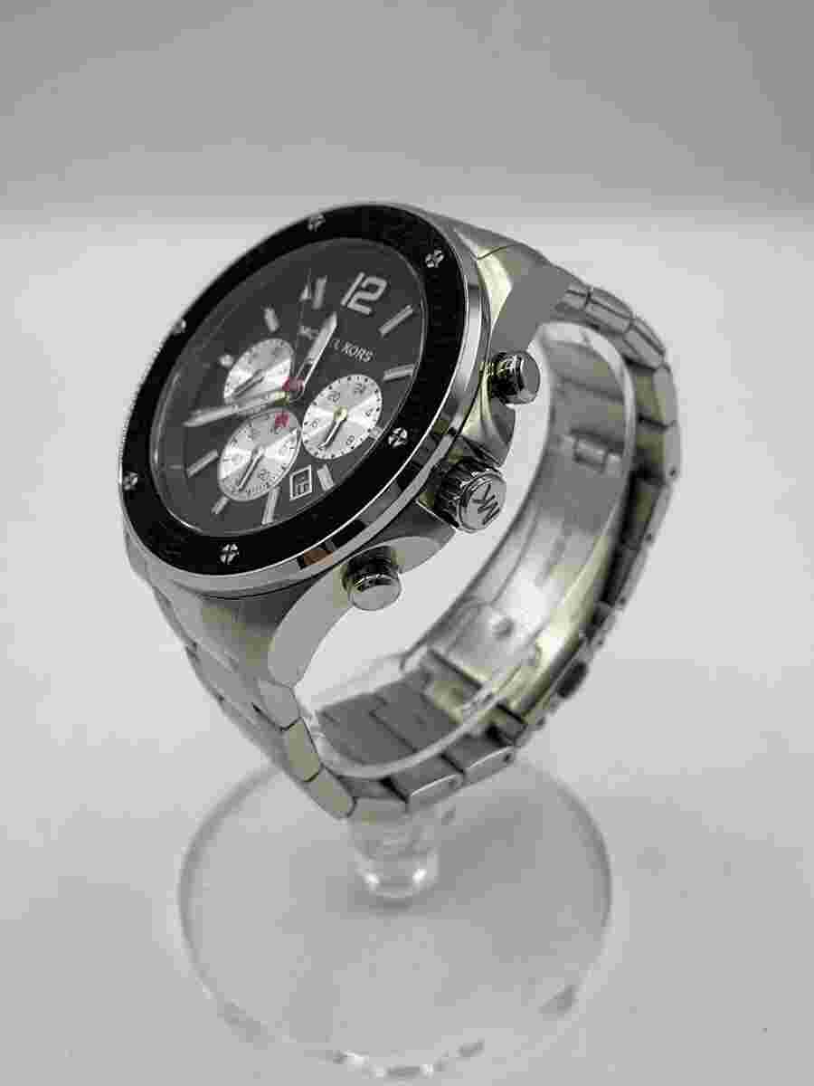 MICHAEL KORS MK-9067 Quartz Analog Stainless Steel Black/Silver Near Mint JAPAN