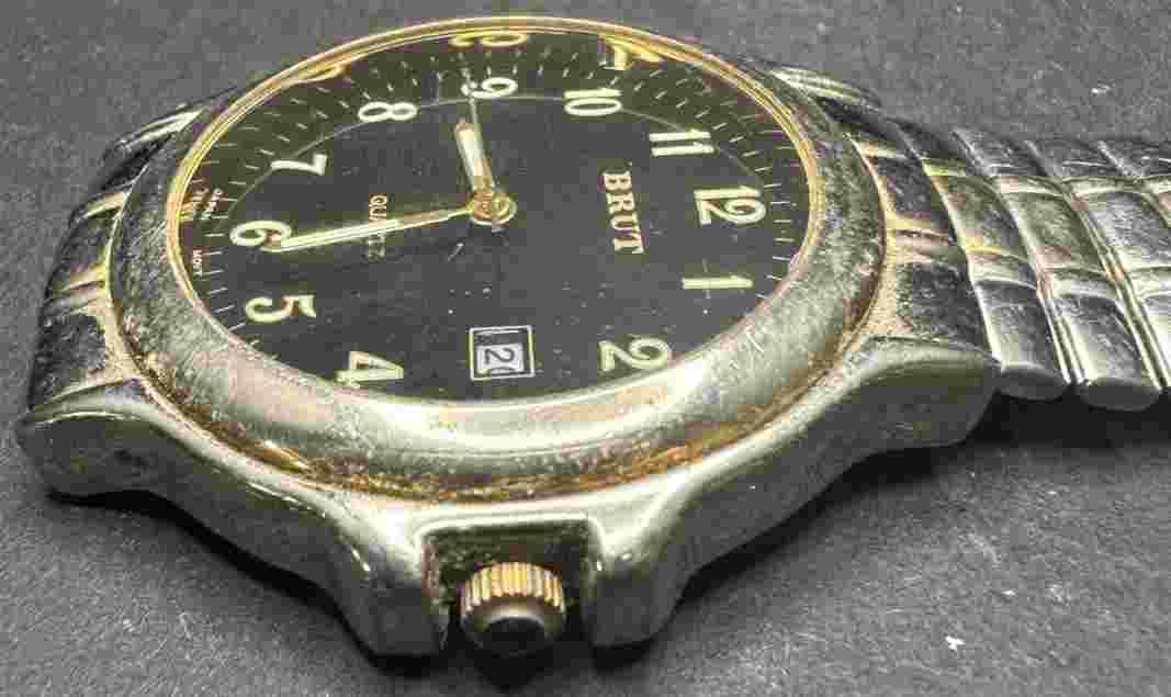 Vintage Men's Brut Analog Watch - Untested May Need Battery/Repair