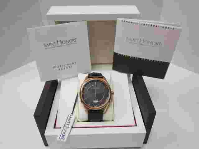 Saint Honore Men's 861050 8nir Carrousel Black Leather Date Wristwatch