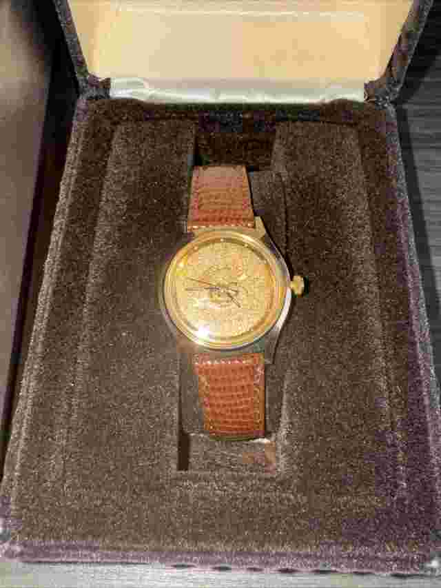 NOS Harley Davidson Vintage Jostens Swiss Wrist Watch Gold Tone