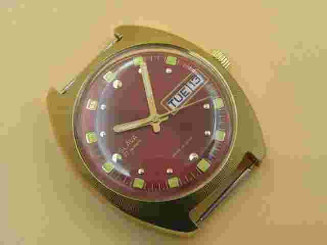 NOS Rare Soviet Slava box w/doc Deep Beautiful red dial watch Day/Date Automatic