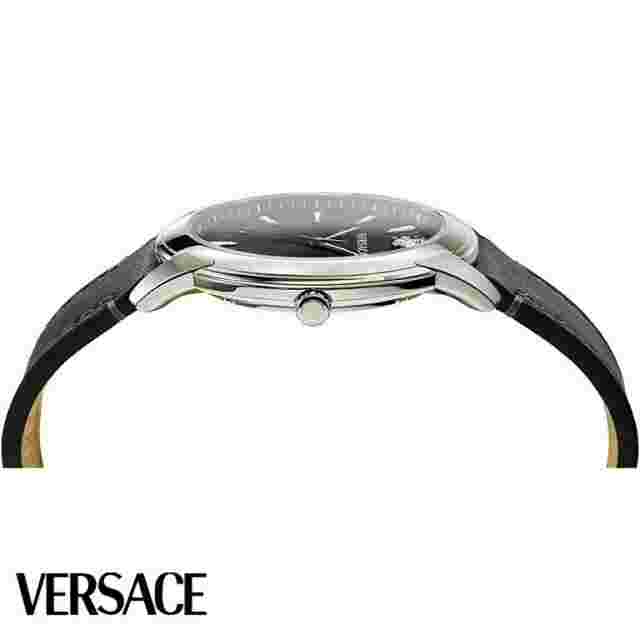 Versace VELQ00119 V-urban Silver Black Leather Men's Watch