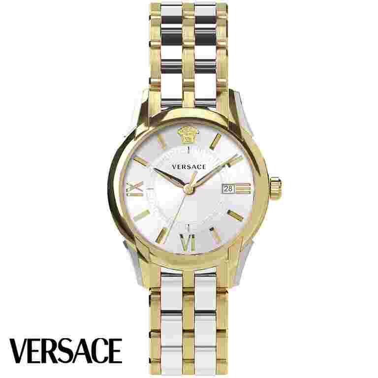 Versace VEUA00720 Apollo Gent White Silver Gold Stainless Steel Men's Watch