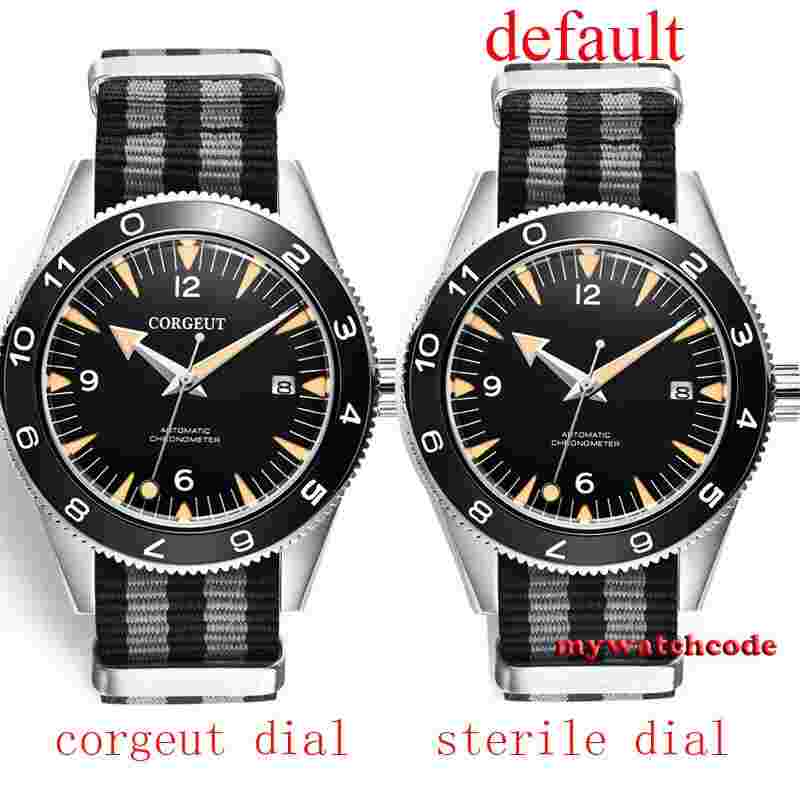 Corgeut Uhr 41mm steril schwarzes Zifferblatt Saphirglas Miyota AUTOMATIKWERK