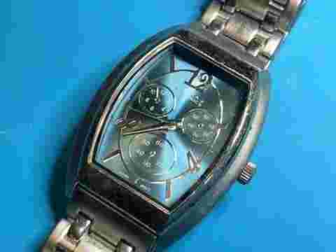 Boca Classics Watch, Blue Face, Stainless Steel Silver Tone Bracelet, WORKING