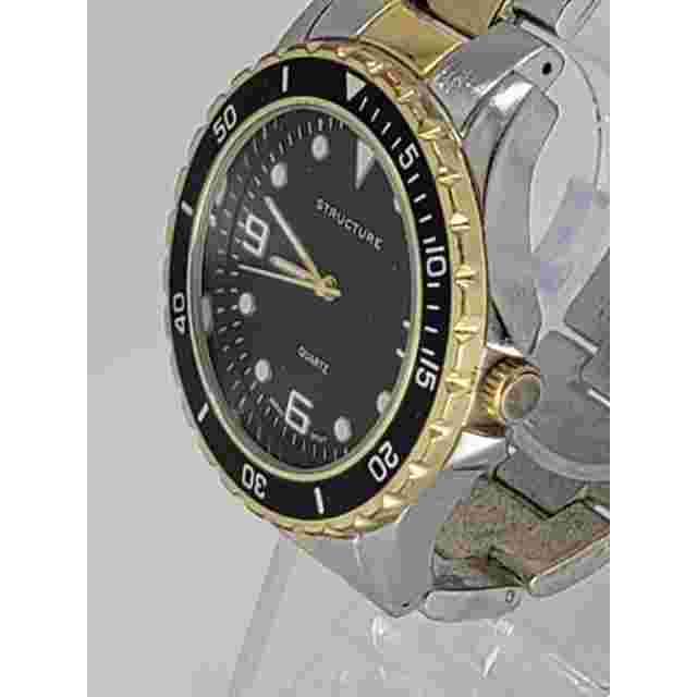 MEN'S STRUCTURE ANALOG QUARTZ WATCH TWO TONE BAND ROUND BLACK DIAL 32721