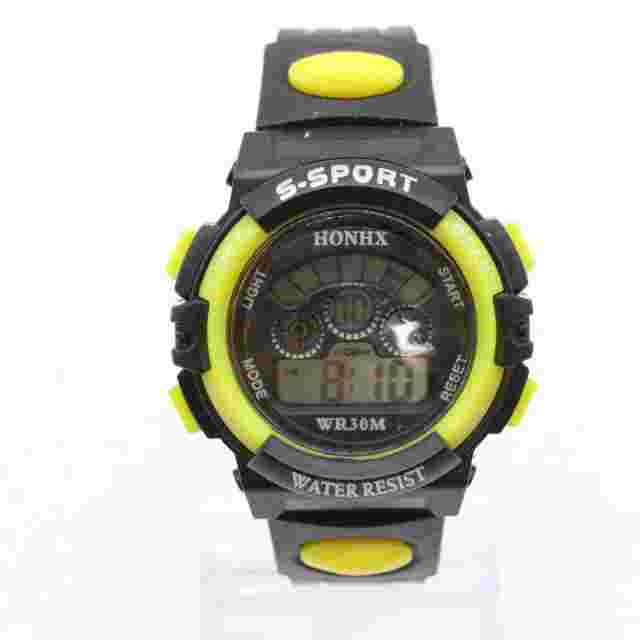 HONHX S-Sport Digital Watch Unisex Casual Sports LED Black Rubber Band
