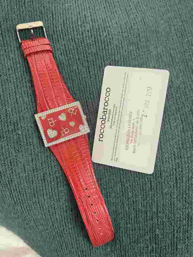 RoccoBarocco Ladies Red Leather  Watch (new Battery Working Perfectly)