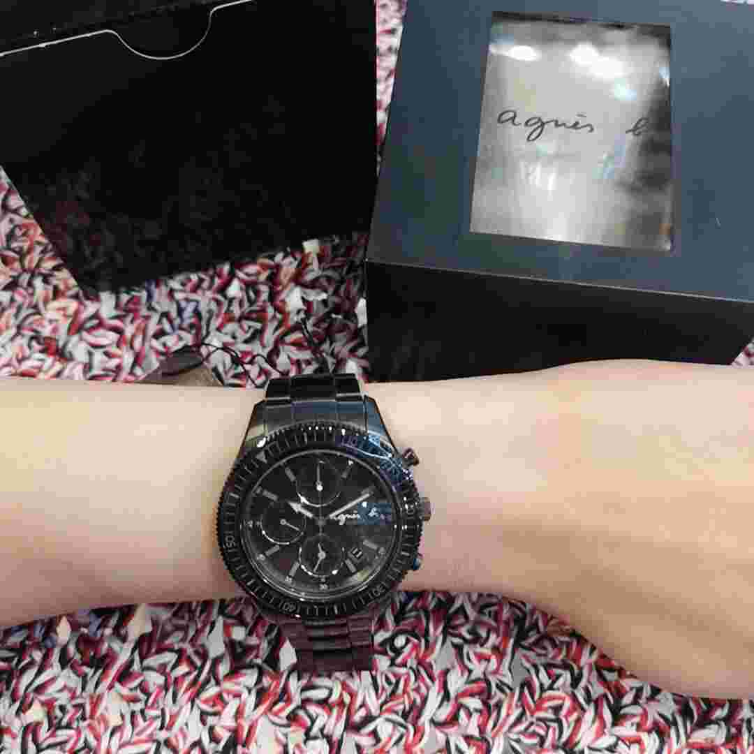 agnès b. Black Chronograph Unisex's Watch BF3001P NEW in box