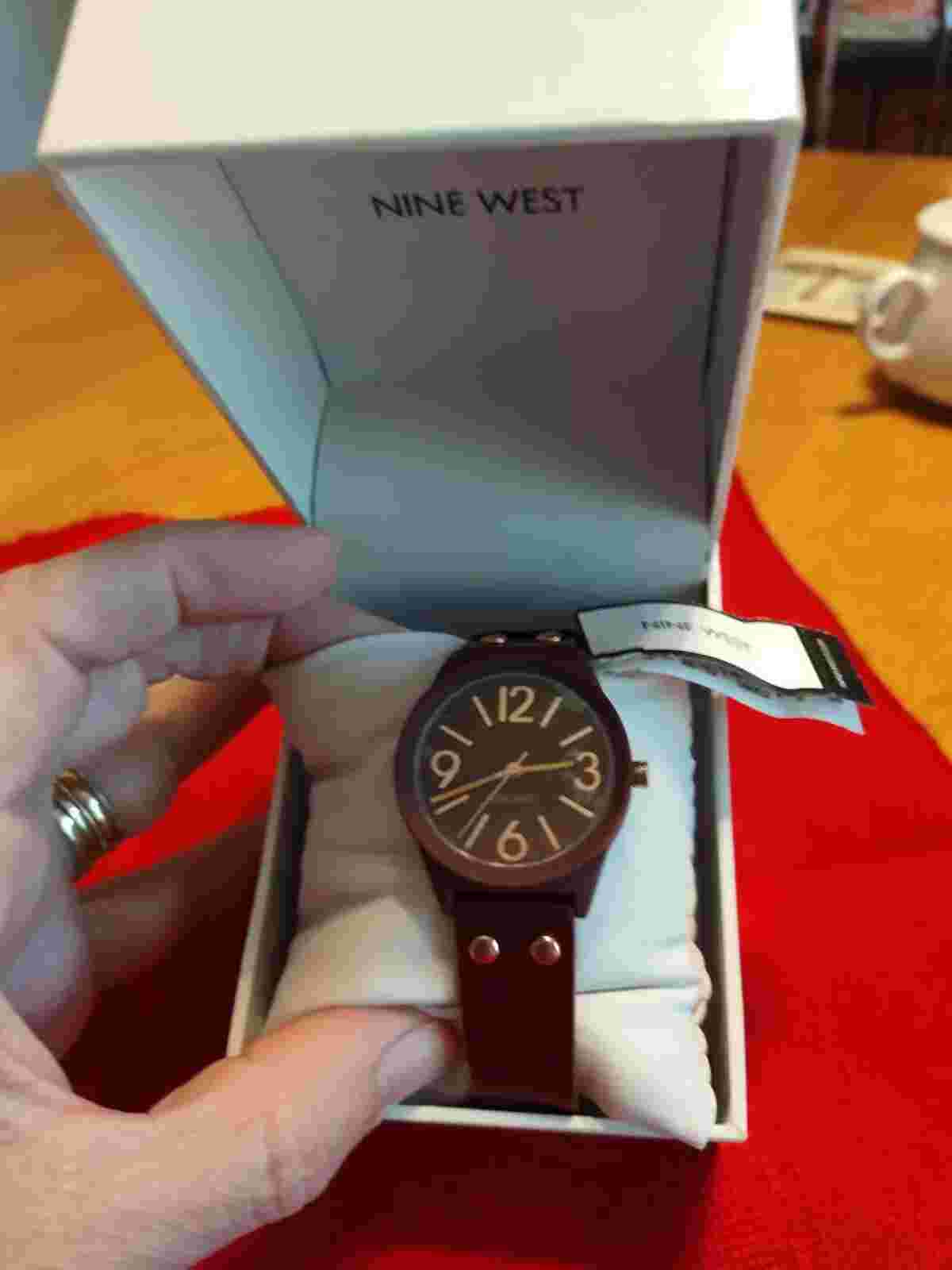 Nine West Women's NW/1932 Burgundy/Red Strap Watch Rose Gold -org $49