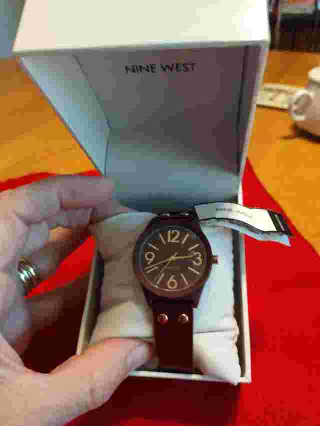 Nine West Women's NW/1932 Burgundy/Red Strap Watch Rose Gold -org $49