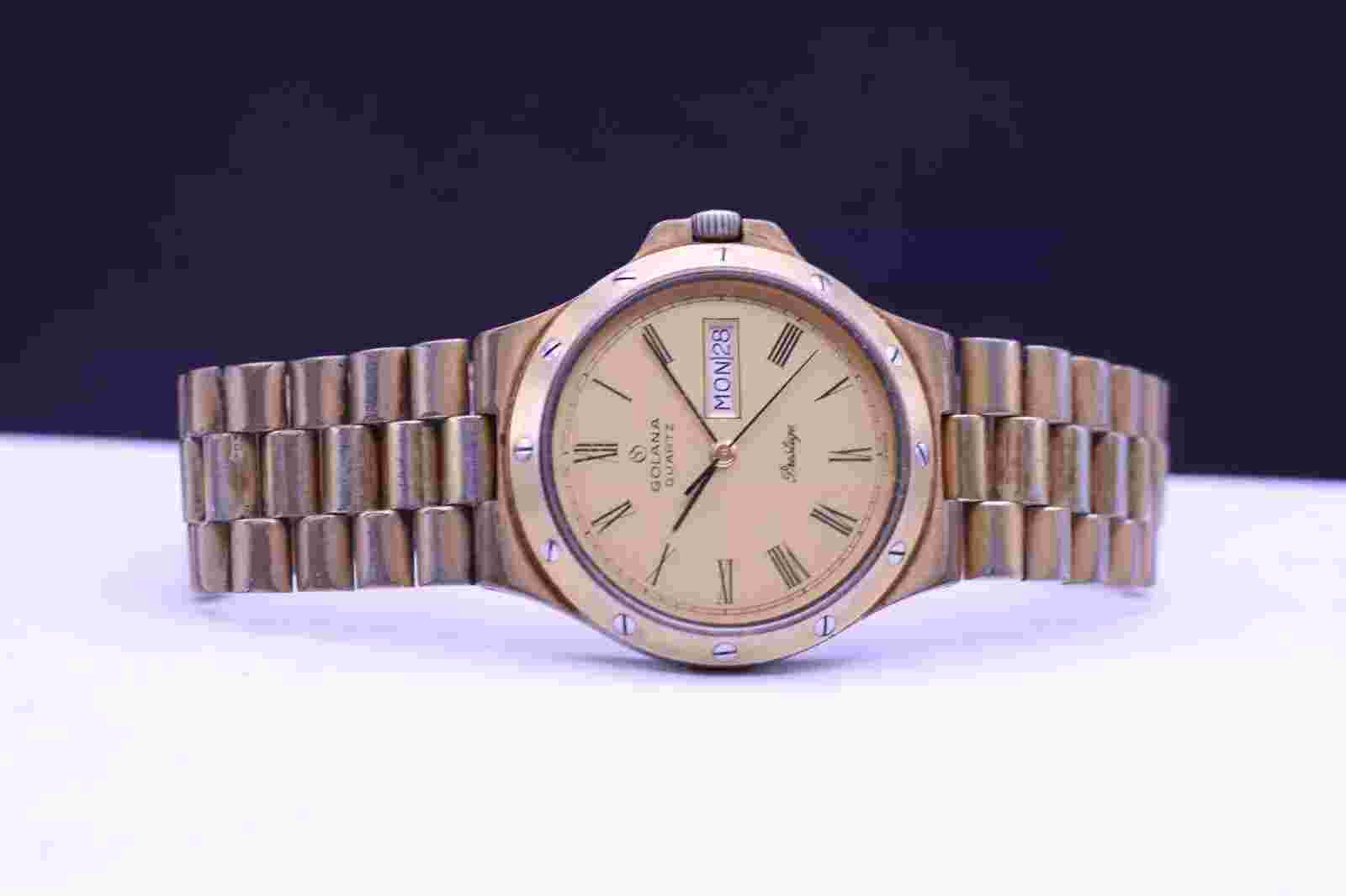 GOLANA PRESTIGE QUARTZ SWISS MEN'S WRIST WATCH 7j CAL. 955.422 RUNS (JN)